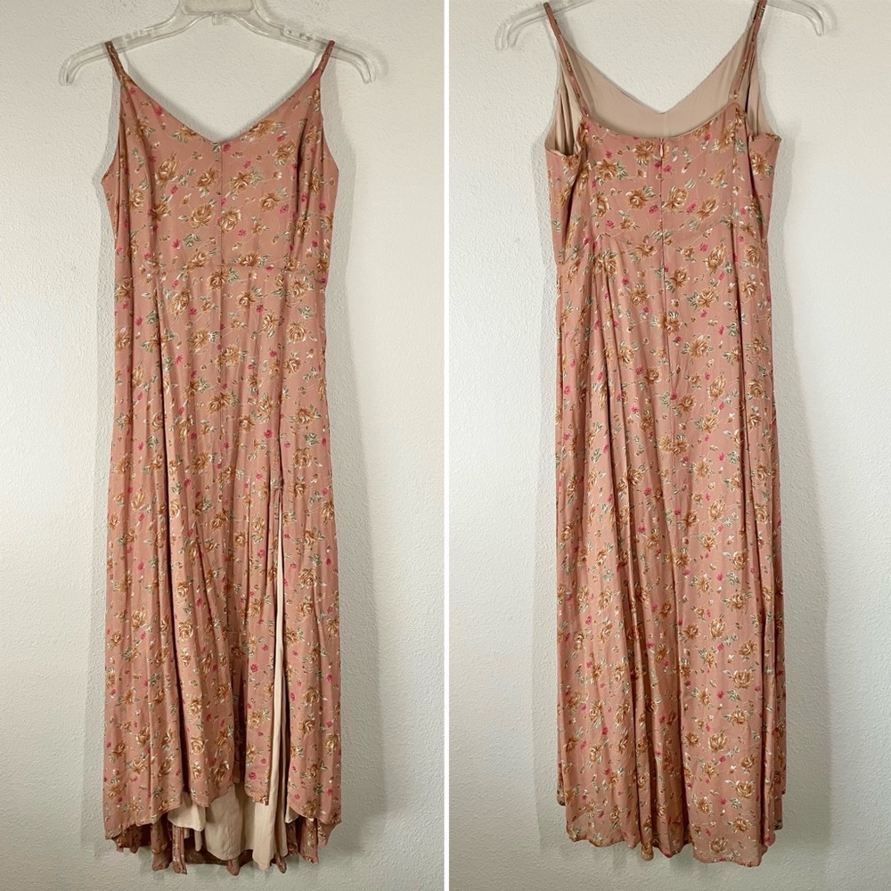 LINE & DOT Anthropologie Ditsy Floral Maxi Dress L High Slit Wedding Event Boho - Picture 9 of 10